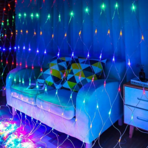LED Ziemassvētku mirgojošs lampiņu tīkls 2*2m 144leds RGB 