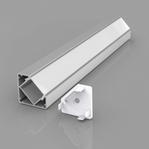 Stūra anodēts alumīnija profils LED lentām ar puscaurspīdīgu stiklu / ...