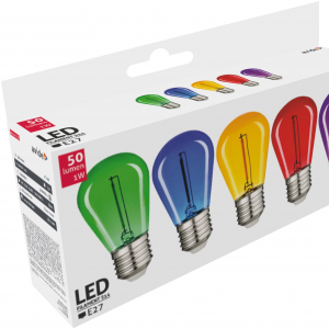  LED Filament krāsainu spuldžu komplekts E27 0.6W (zaļš/zils/dzeltens/...